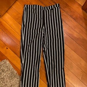 forever 21 ankle length b&w striped pants